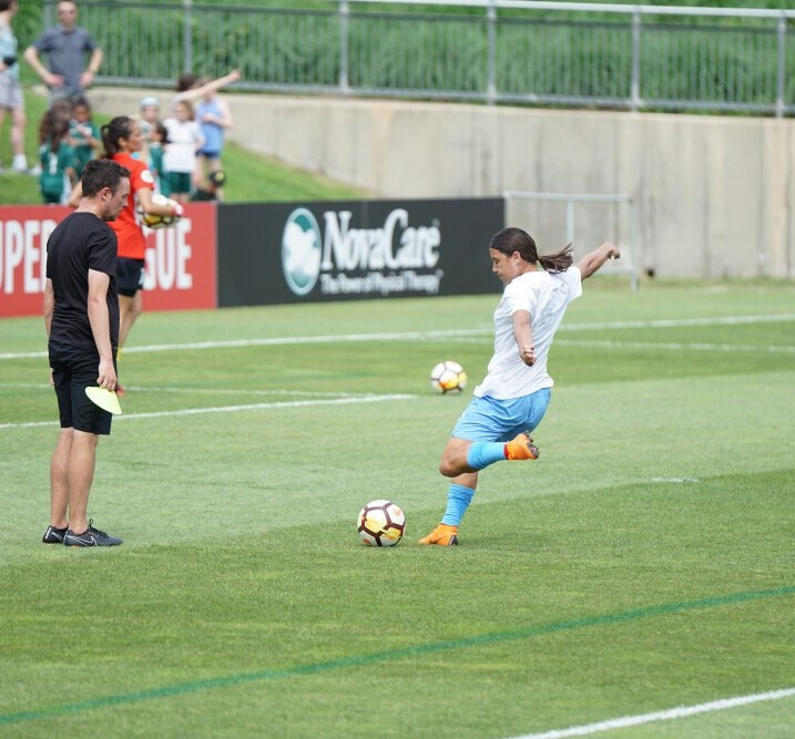free kick with coach